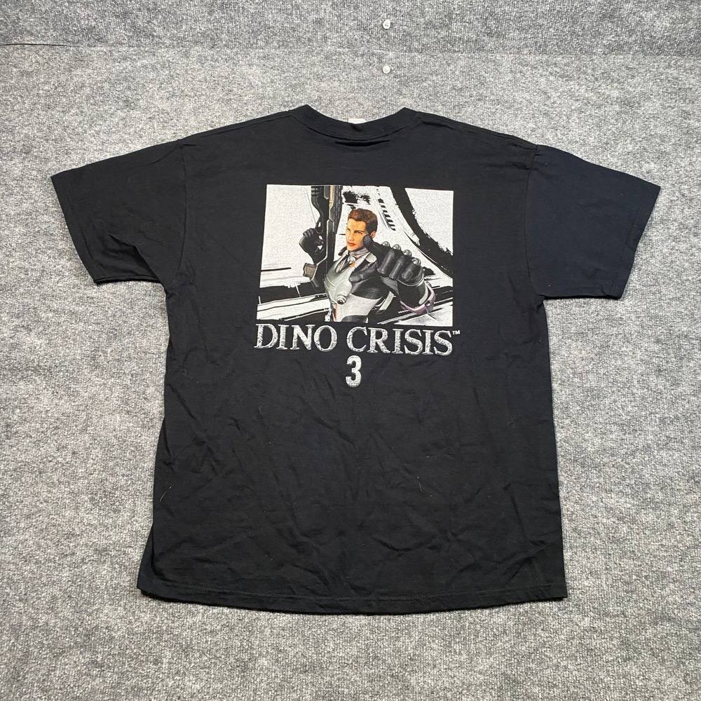 Vintage Dino Crisis 3 Capcom Promo T-Shirt Mens XL Black Fruit of the Loom Heavy